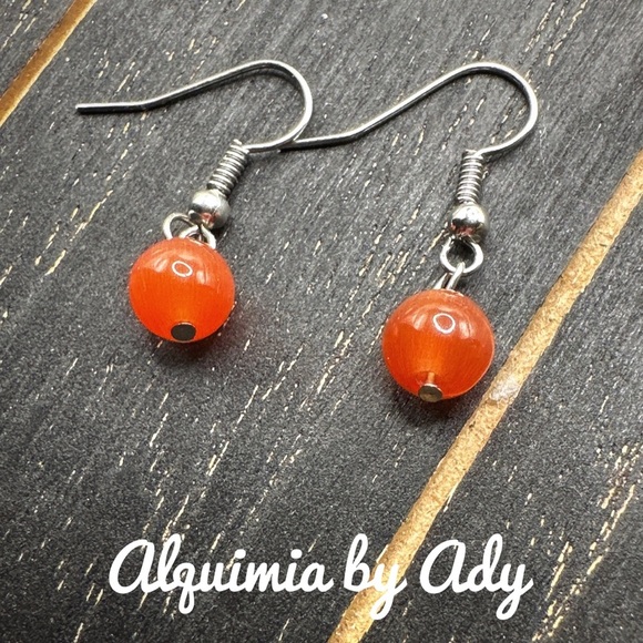 Alquimia tangerine orange jade statement big drop earrings - Picture 1 of 1